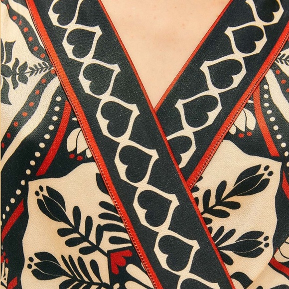 Farm Rio Black Passion Scarf Mini Wrap Dress - Picture 6 of 9